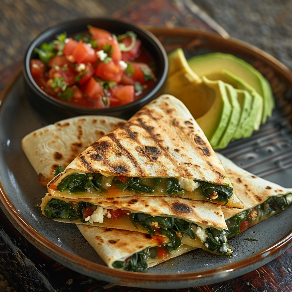 Spinach and Feta Breakfast Quesadilla