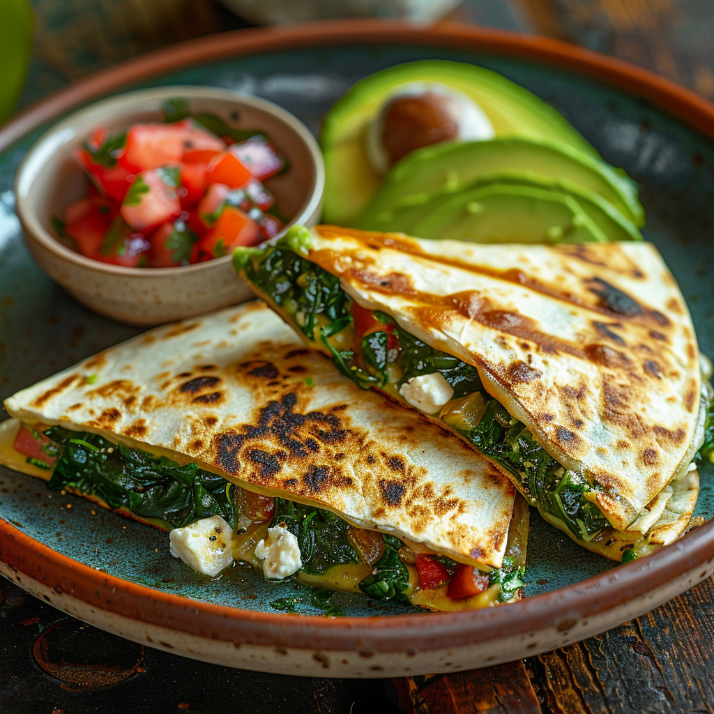 Spinach and Feta Breakfast Quesadilla