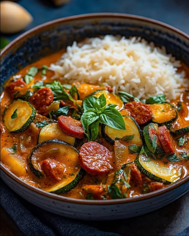 Zucchini Chorizo Coconut Curry