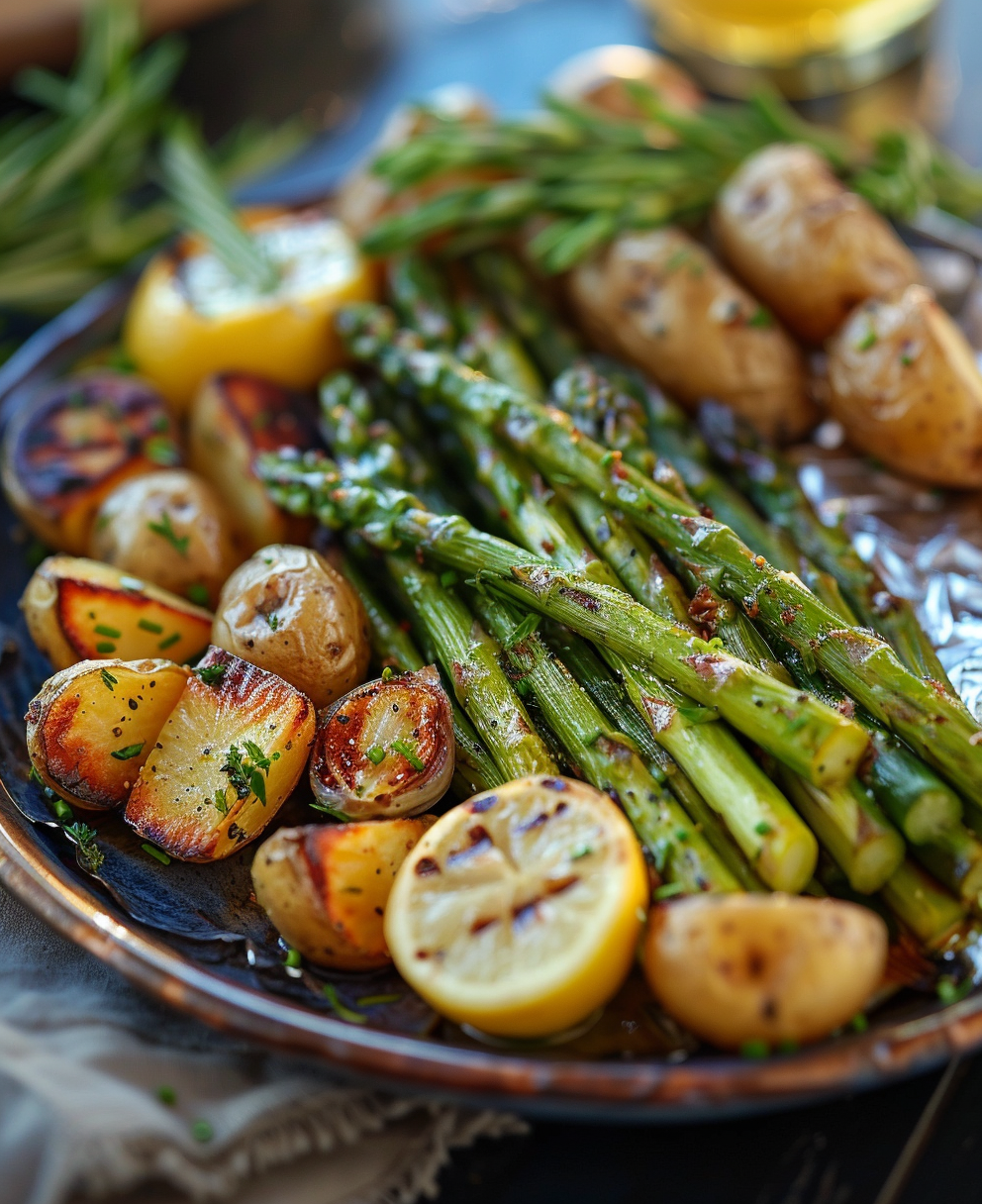 grilled asparagus in foil