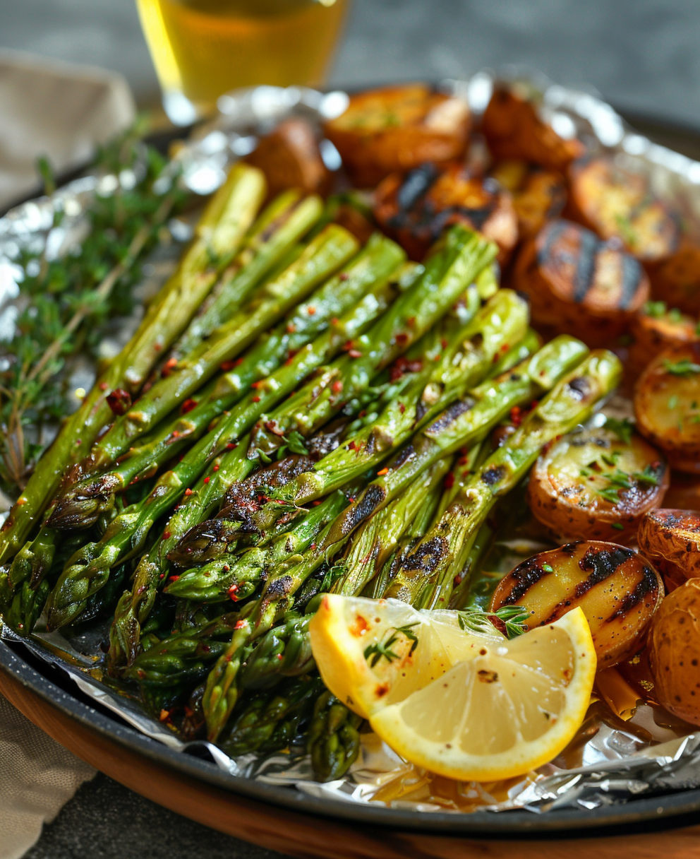 grilled asparagus in foil