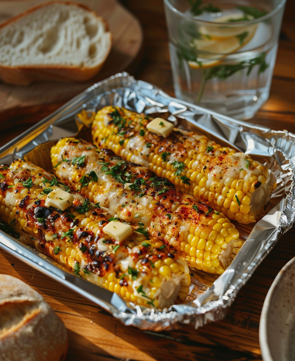 grilled corn on the cob in foil