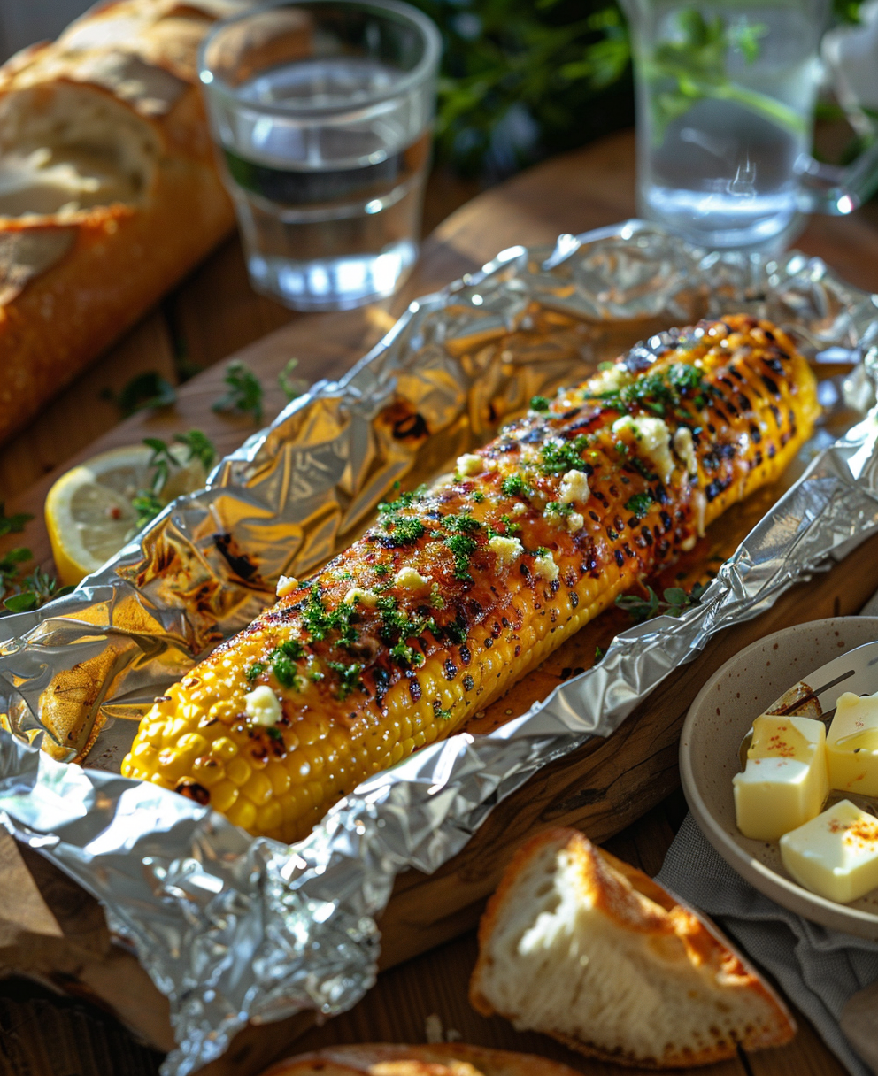 grilled corn on the cob in foil