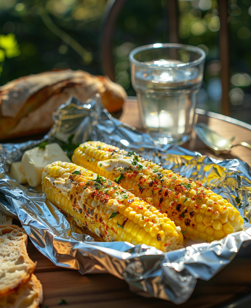 grilled corn on the cob in foil