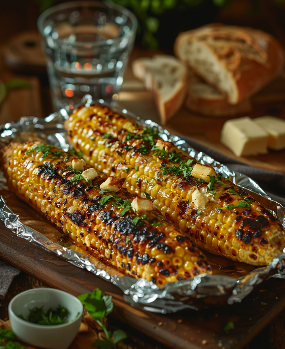 grilled corn on the cob in foil