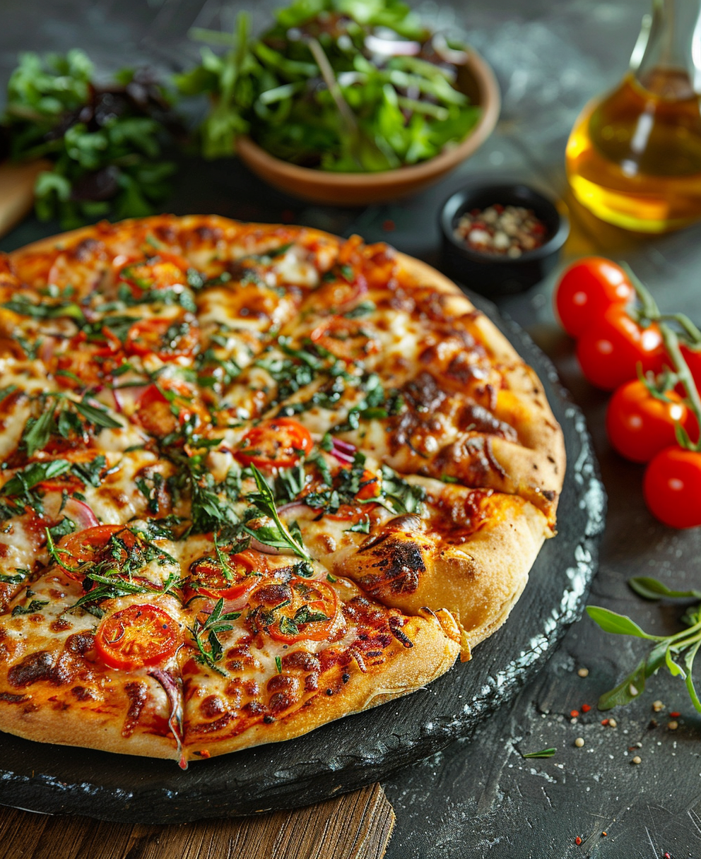 grilled pizza on a pizza stone