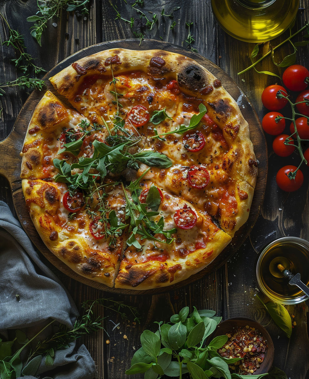 grilled pizza on a pizza stone