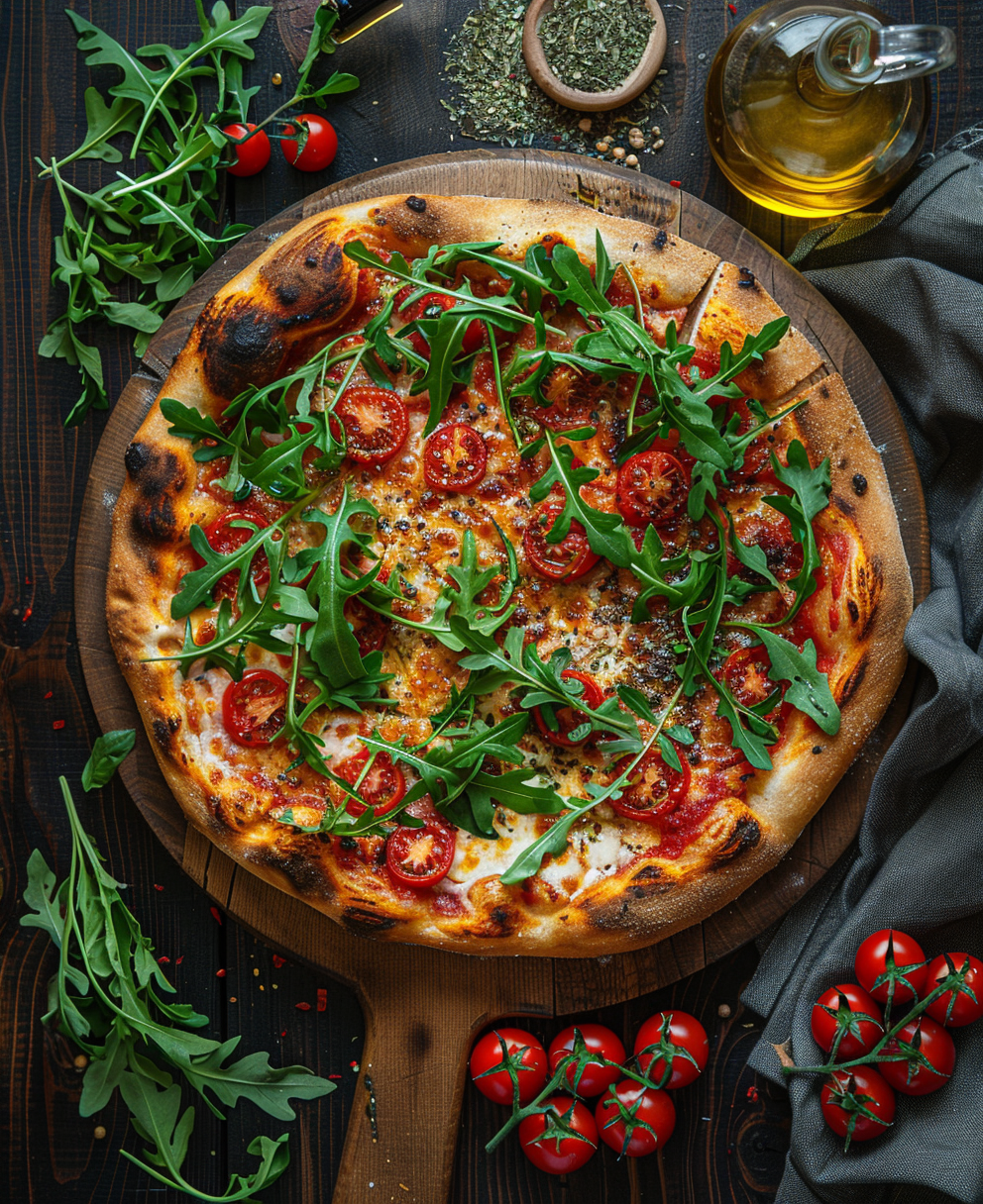 grilled pizza on a pizza stone