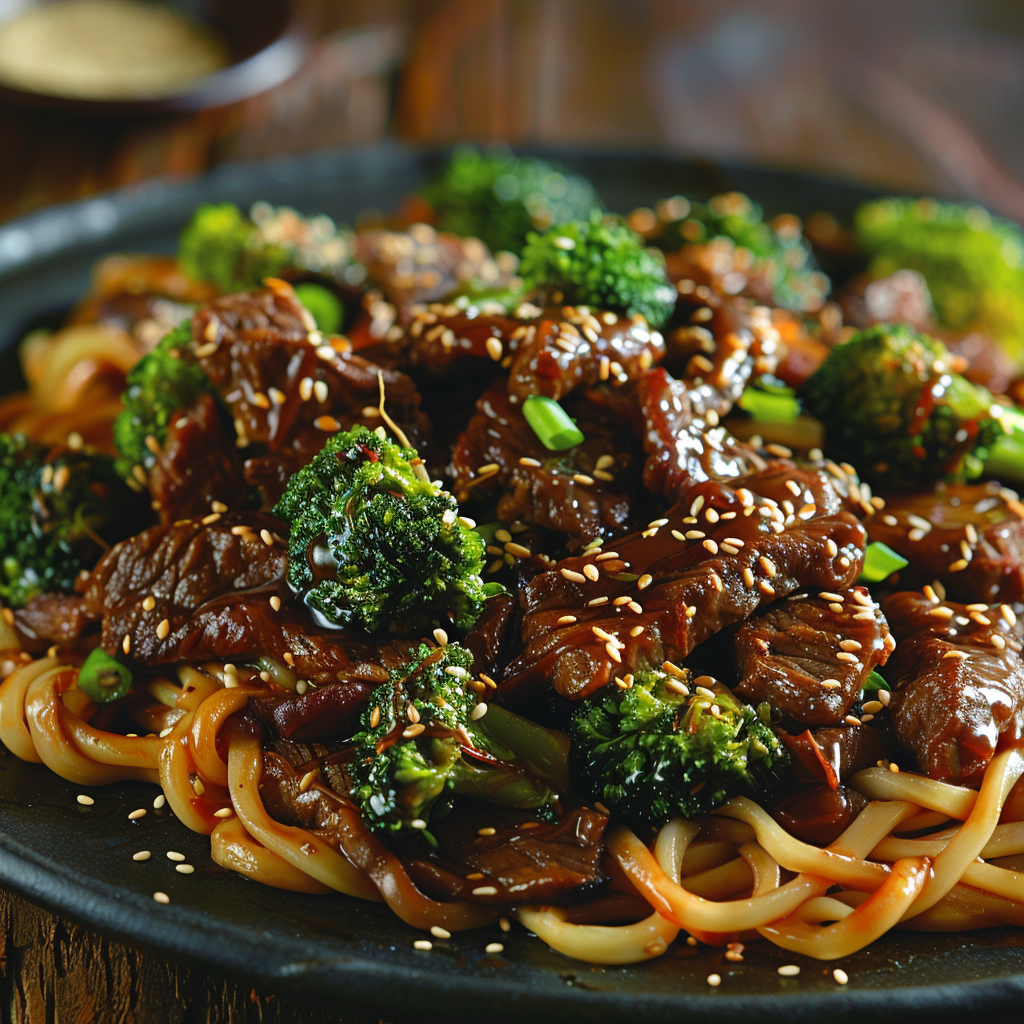 mongolian beef and noodles