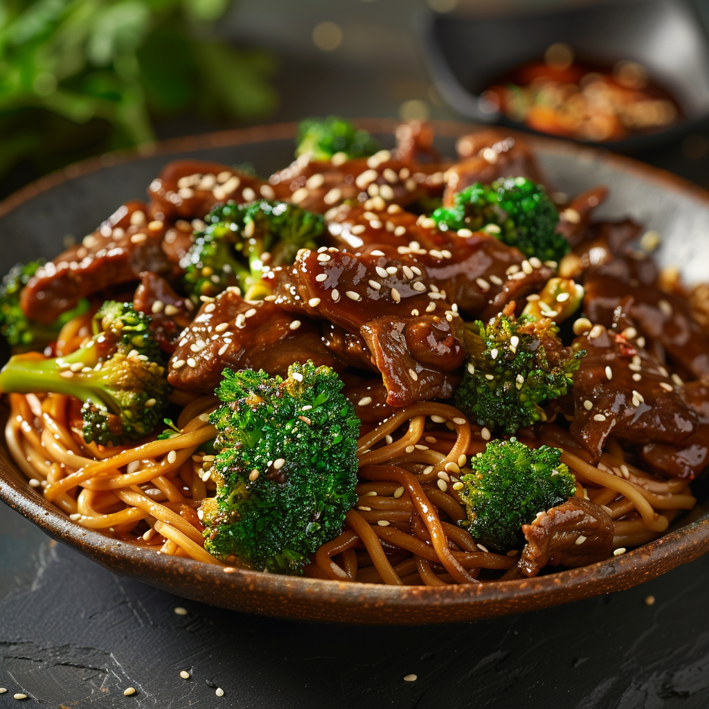 mongolian beef and noodles