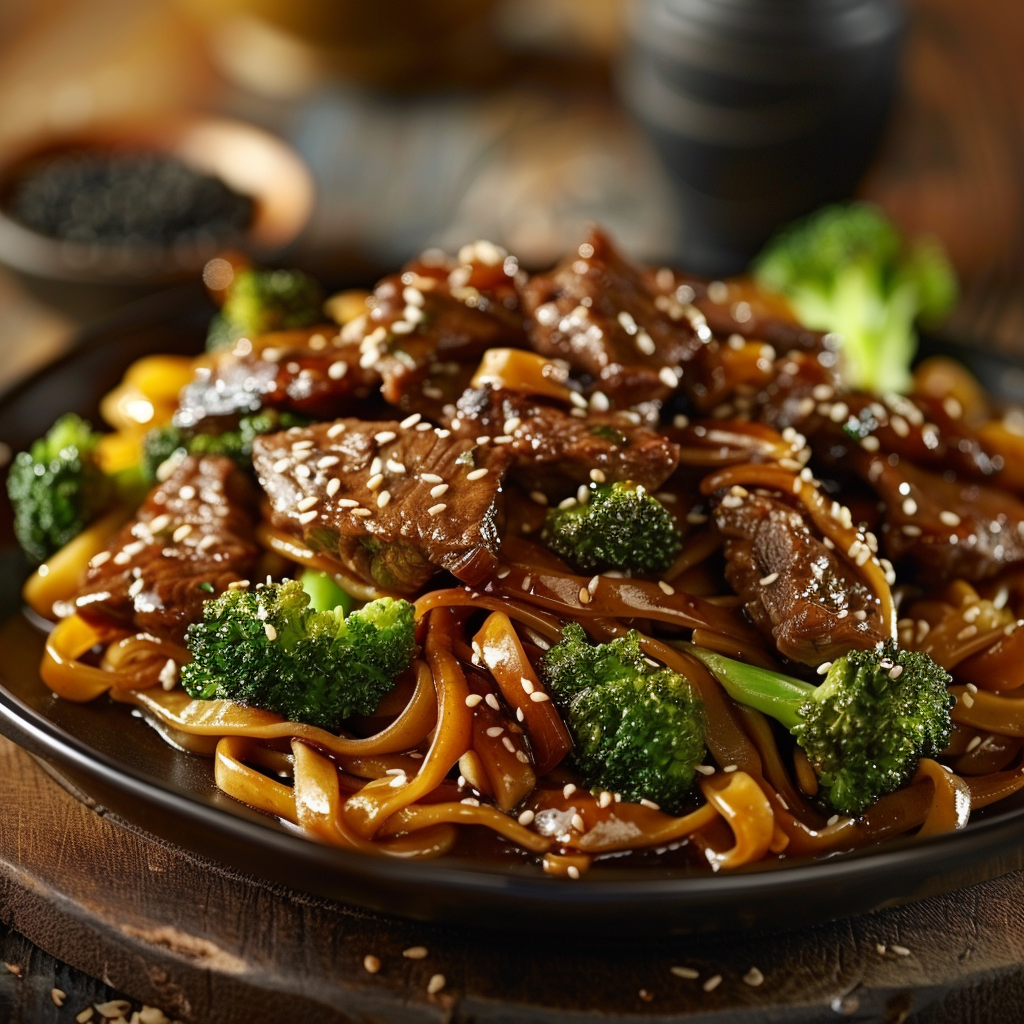 mongolian beef and noodles