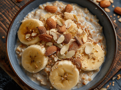 Alkaline Almond Oatmeal with Banana: Energizing Breakfast Delight