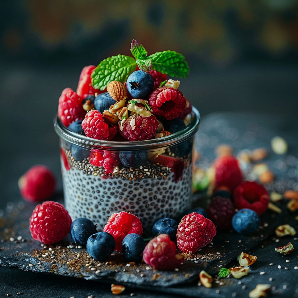Alkaline Chia Seed Pudding with Berries