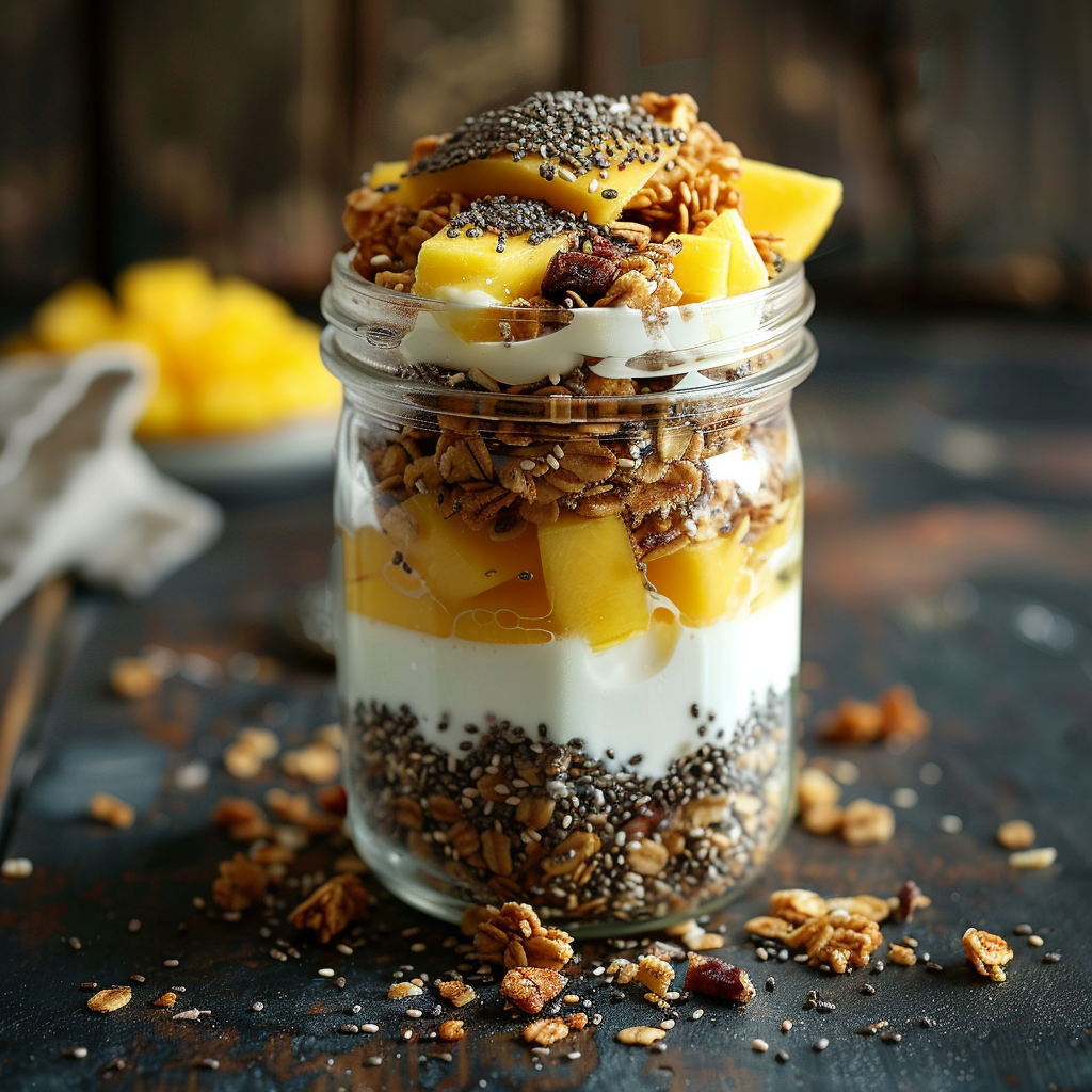 Alkaline Coconut Yogurt Parfait with Mango