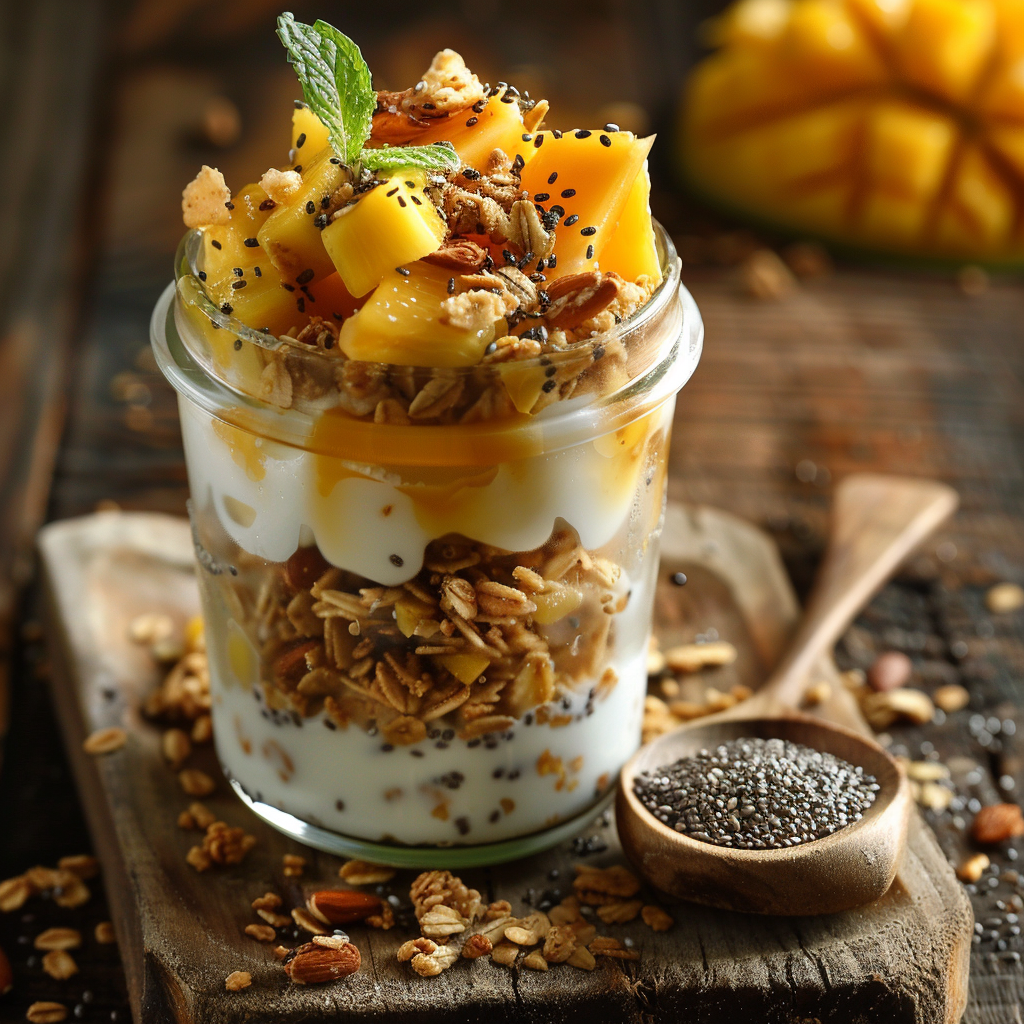 Alkaline Coconut Yogurt Parfait with Mango
