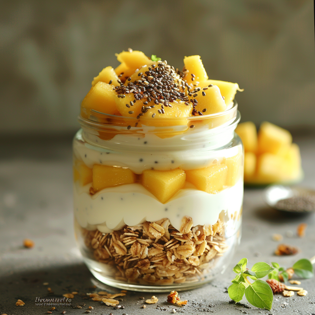 Alkaline Coconut Yogurt Parfait with Mango