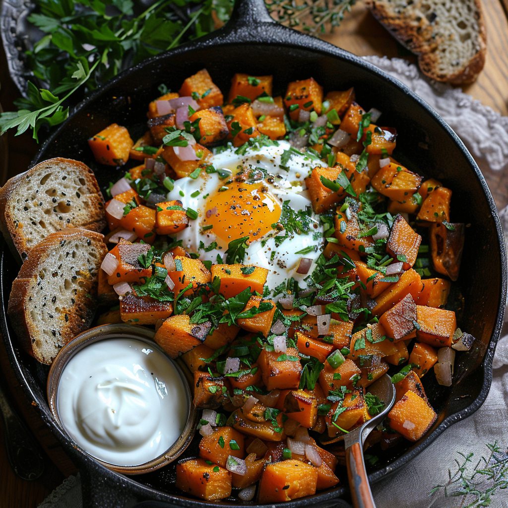 Alkaline Sweet Potato Hash with Herbs