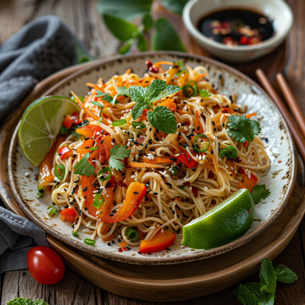 Asian Sesame Noodle Salad with Veggies