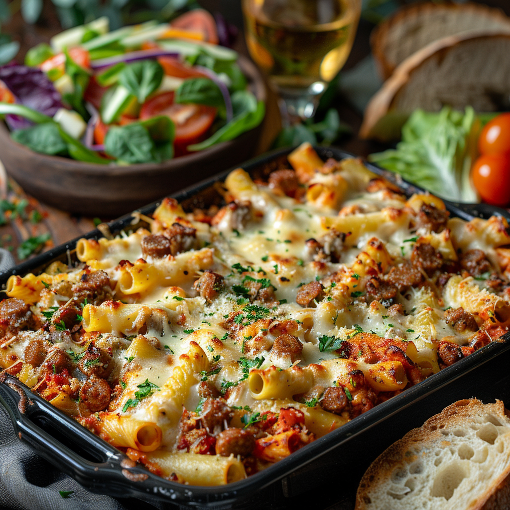 Baked Ziti with Sausage and Cheese