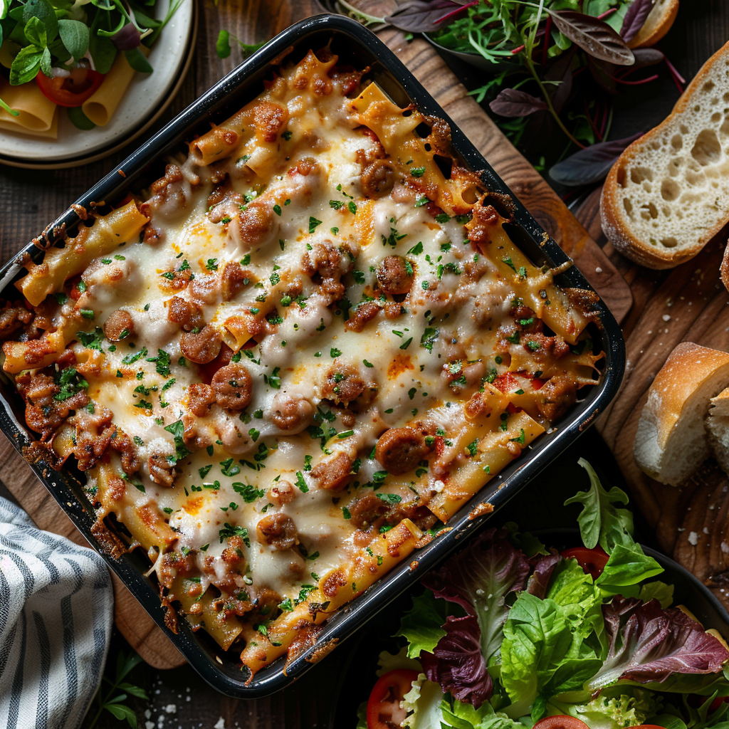 Baked Ziti with Sausage and Cheese