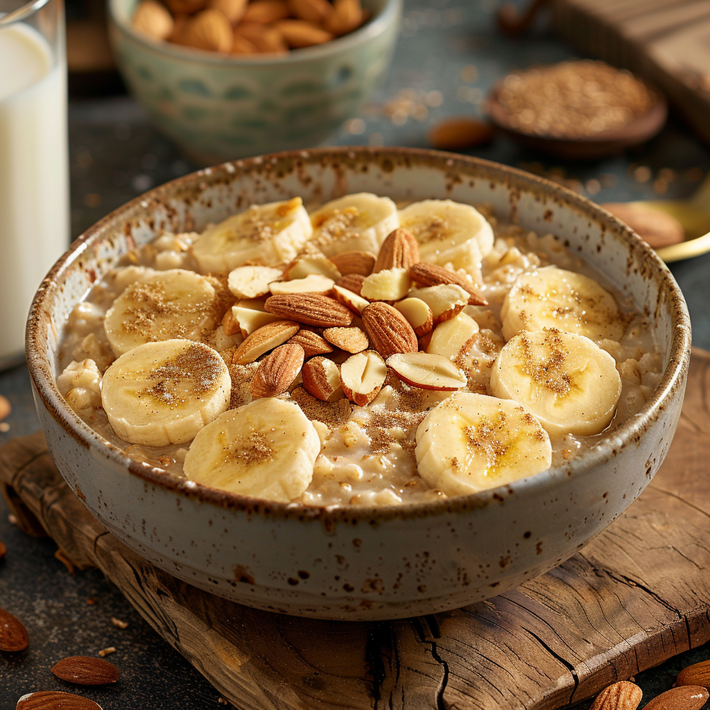 Banana Oatmeal with Ginger and Almond Milk
