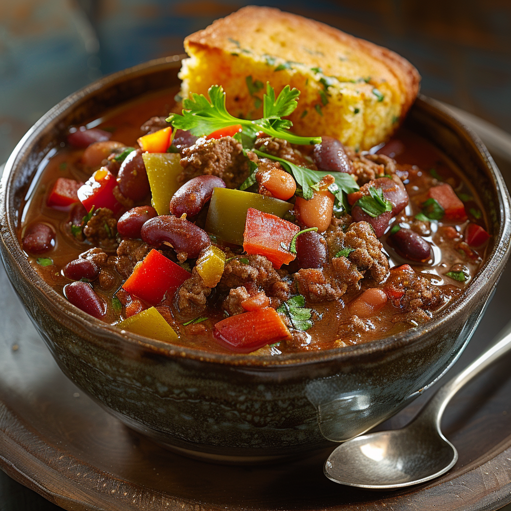 Beef Chili with Beans and Bell Peppers