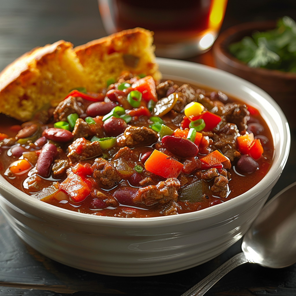 Beef Chili with Beans and Bell Peppers
