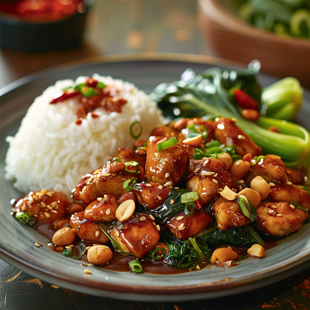 Chinese Kung Pao Chicken with Peanuts
