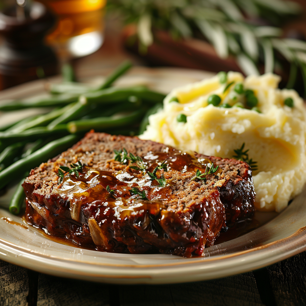 Classic Beef Meatloaf with Mashed Potatoes