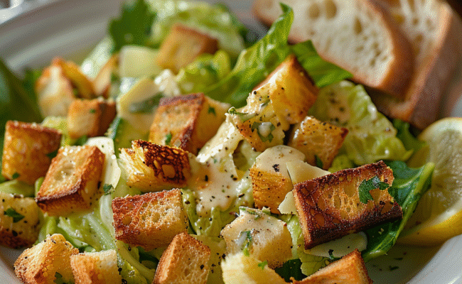 Classic Caesar Salad with Homemade Croutons: Irresistibly Crunchy Delight