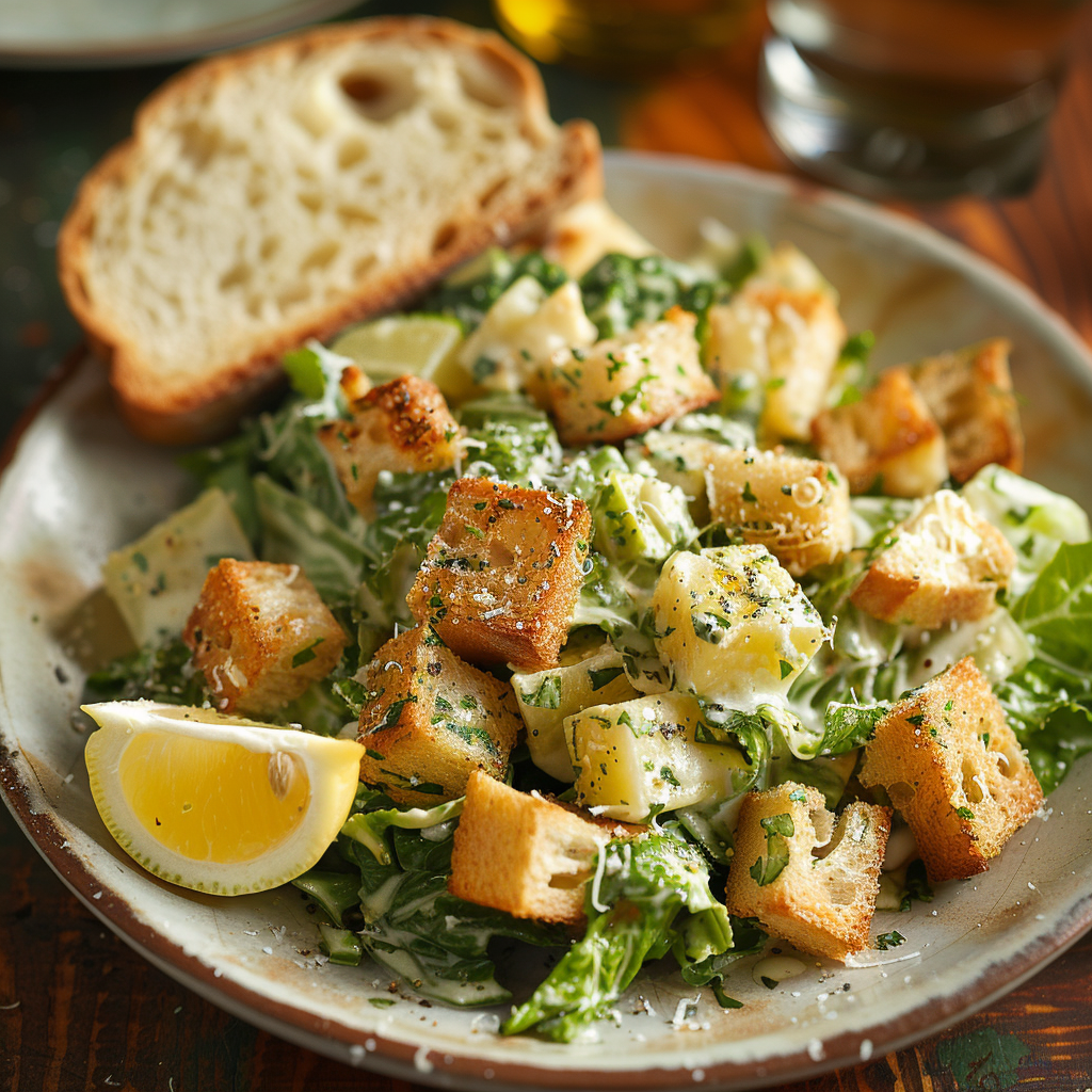 Classic Caesar Salad with Homemade Croutons