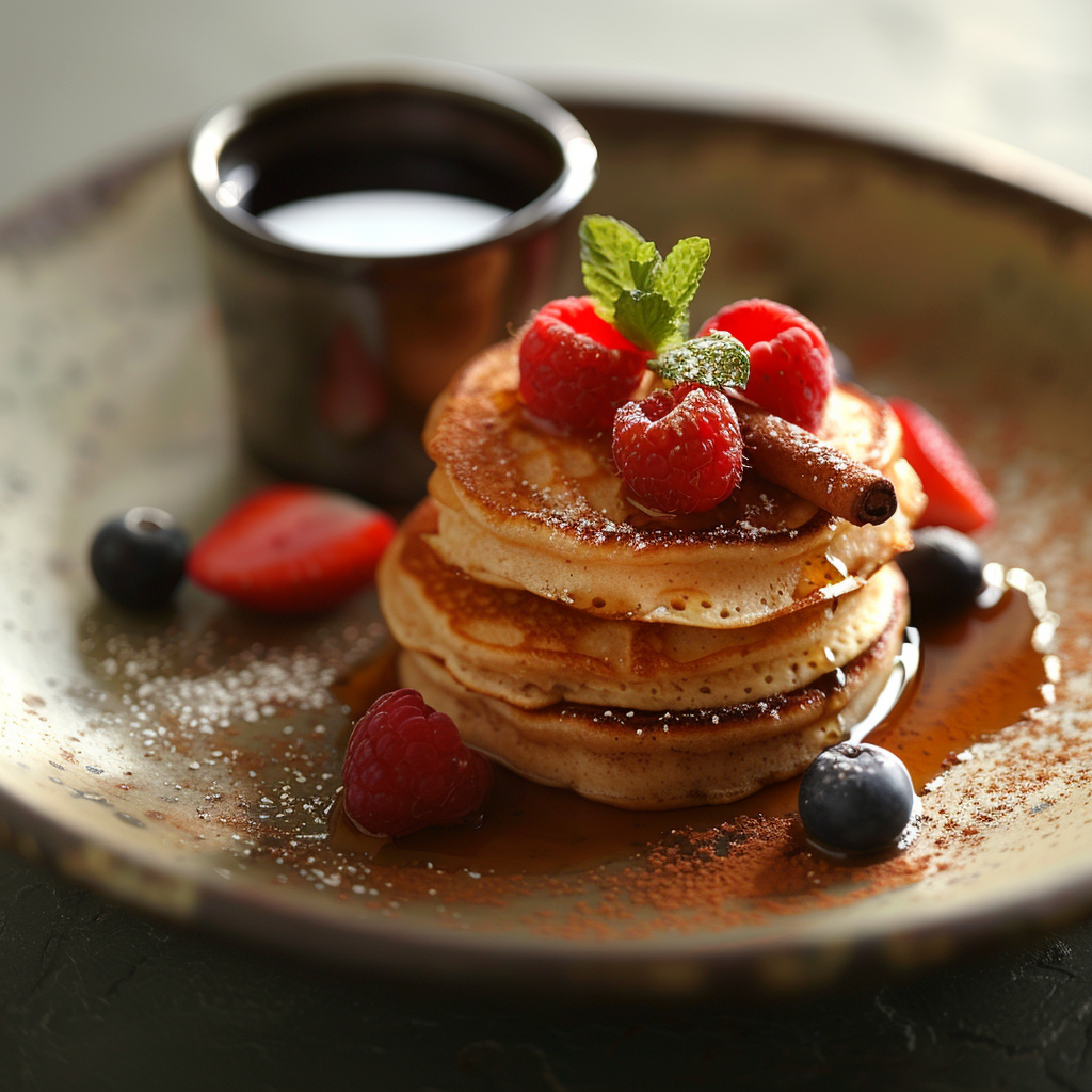 Coconut Flour Pancakes with Cinnamon and Berries