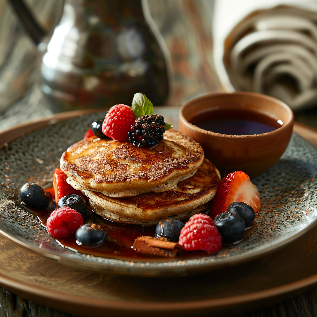 Coconut Flour Pancakes with Cinnamon and Berries