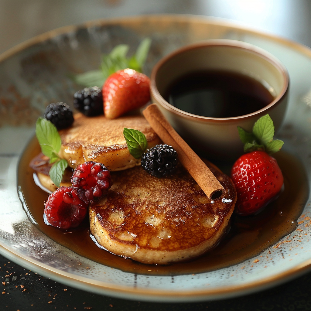 Coconut Flour Pancakes with Cinnamon and Berries