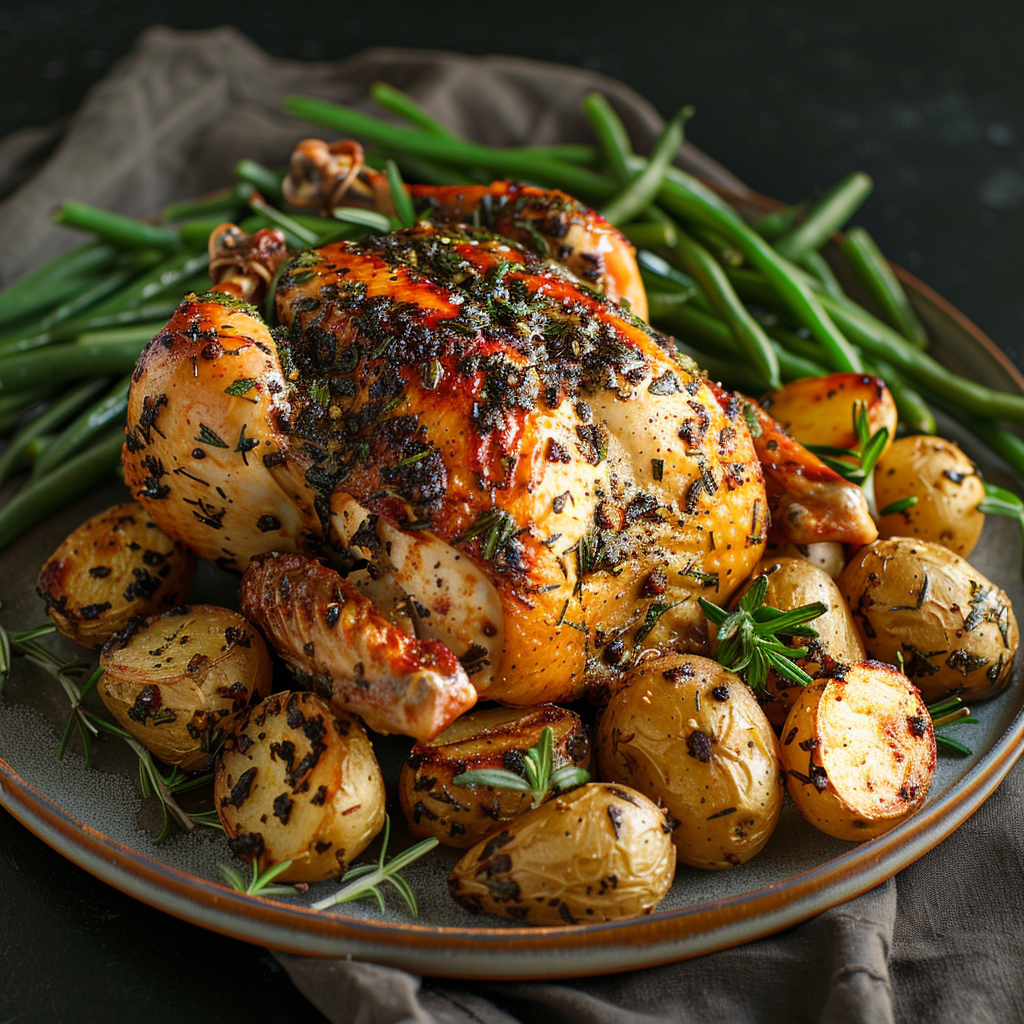 Garlic Butter Roast Chicken with Herbs