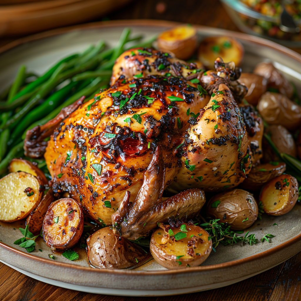 Garlic Butter Roast Chicken with Herbs