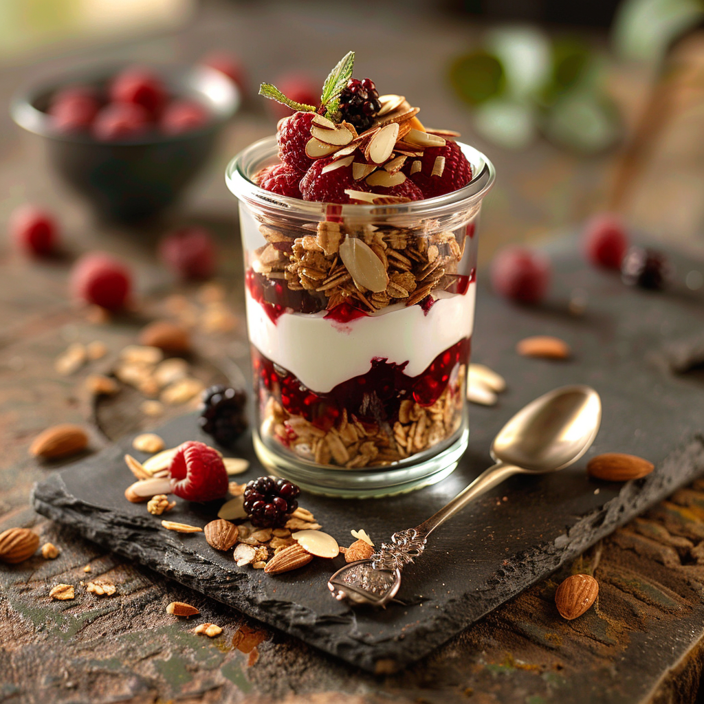 Greek Yogurt Parfait with Berries and Almonds
