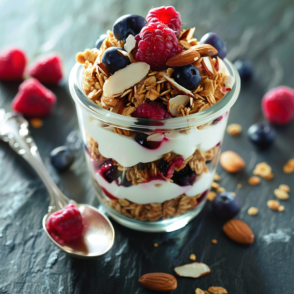 Greek Yogurt Parfait with Berries and Almonds