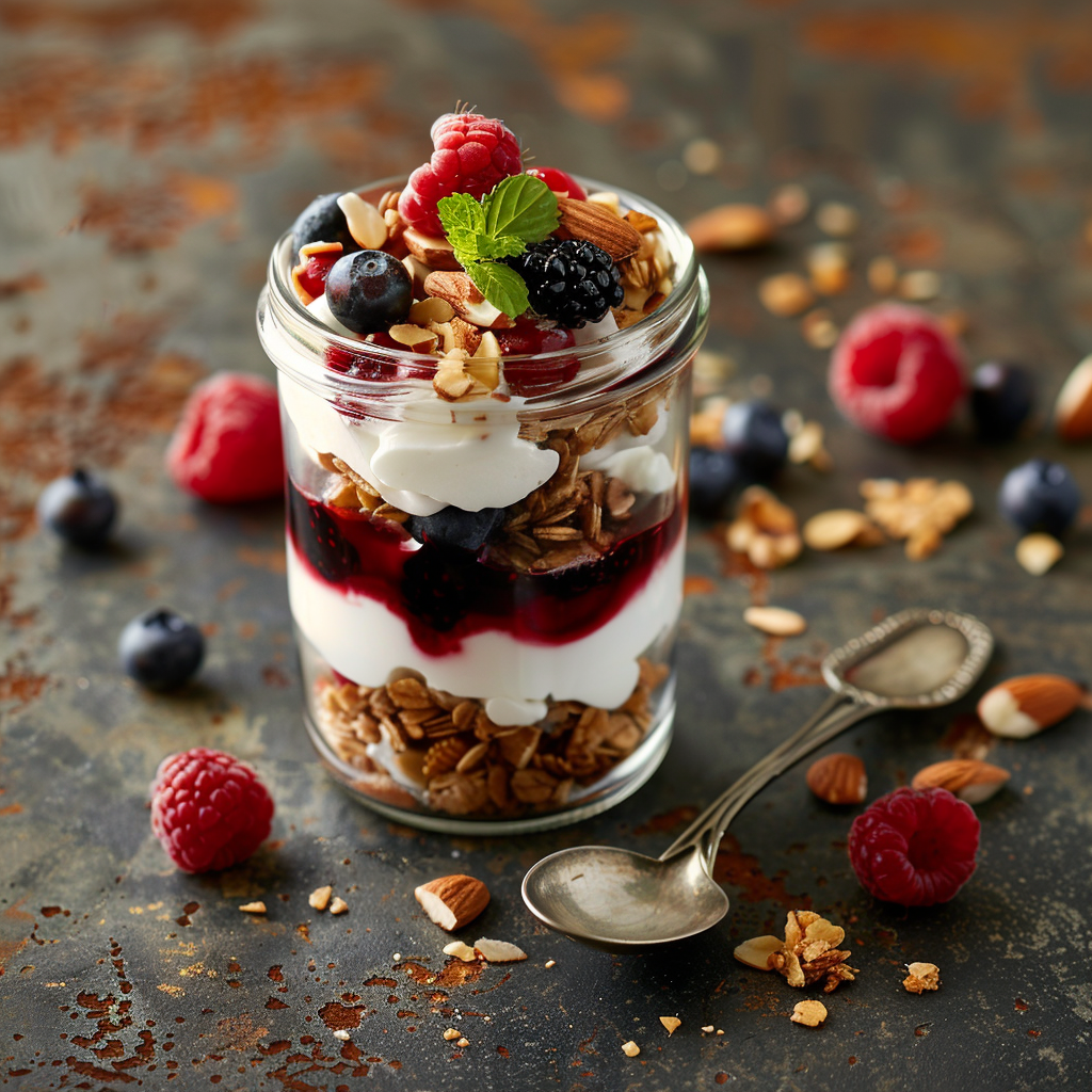 Greek Yogurt Parfait with Berries and Almonds