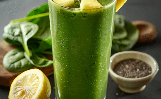 Green Detox Smoothie with Spinach and Pineapple: Refreshing & Healthy Recipe