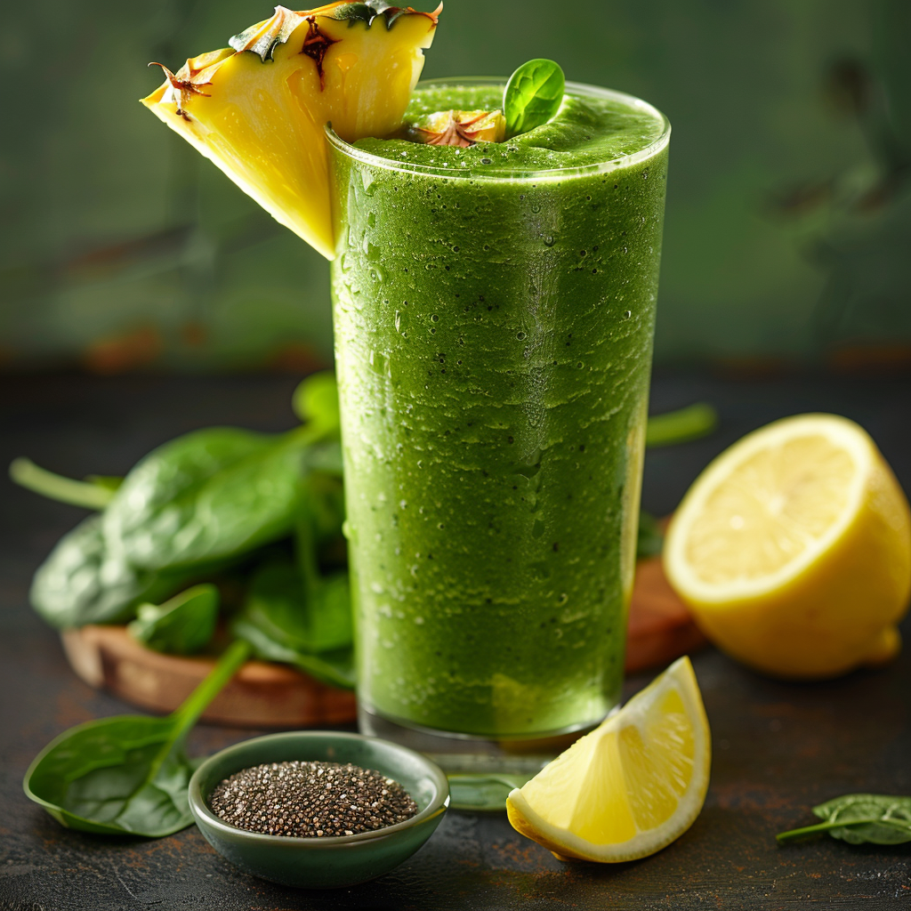 Green Detox Smoothie with Spinach and Pineapple
