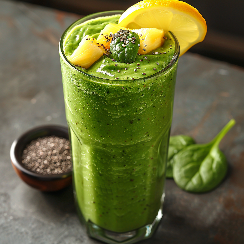 Green Detox Smoothie with Spinach and Pineapple