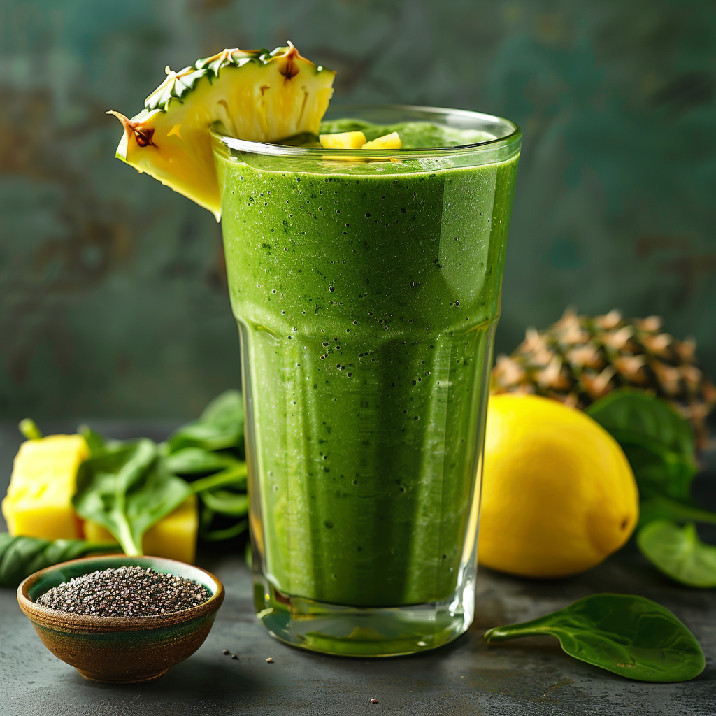 Green Detox Smoothie with Spinach and Pineapple
