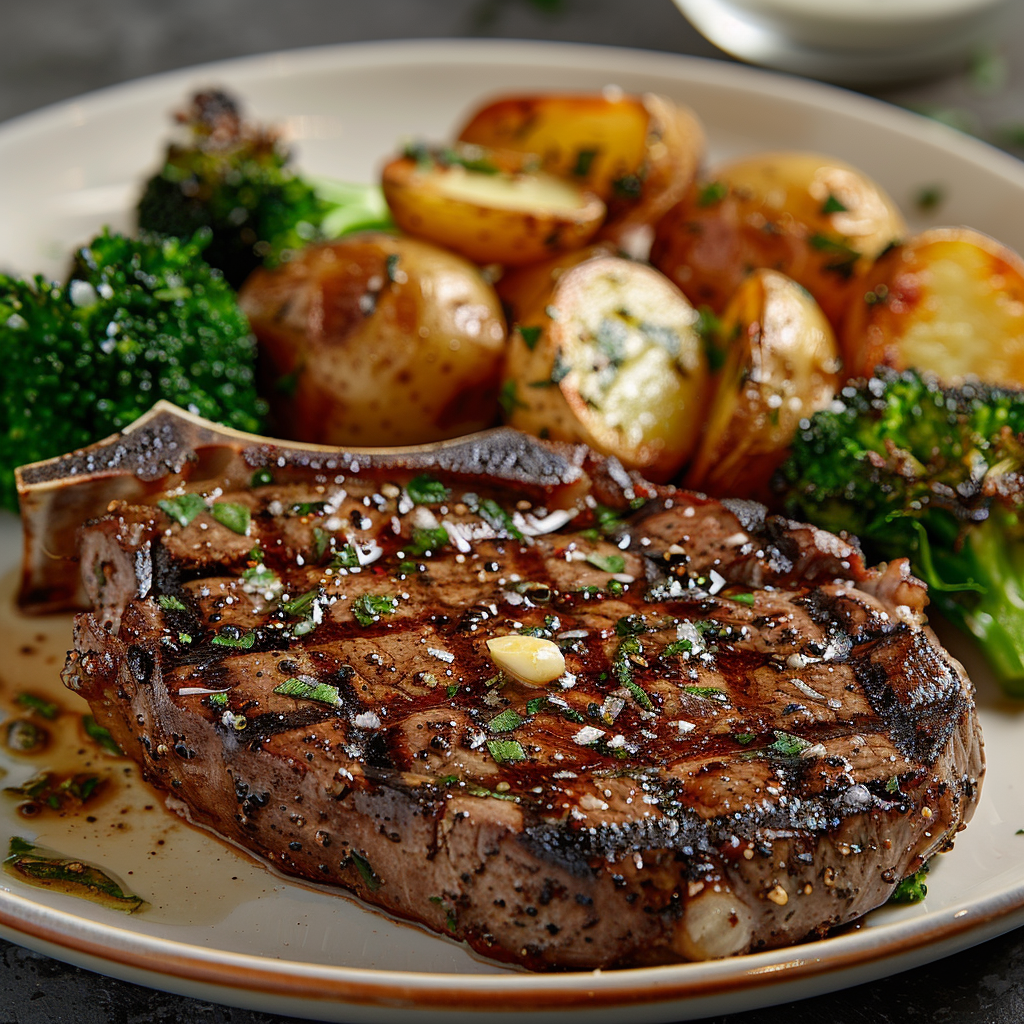 Grilled Ribeye Steak with Garlic Butter