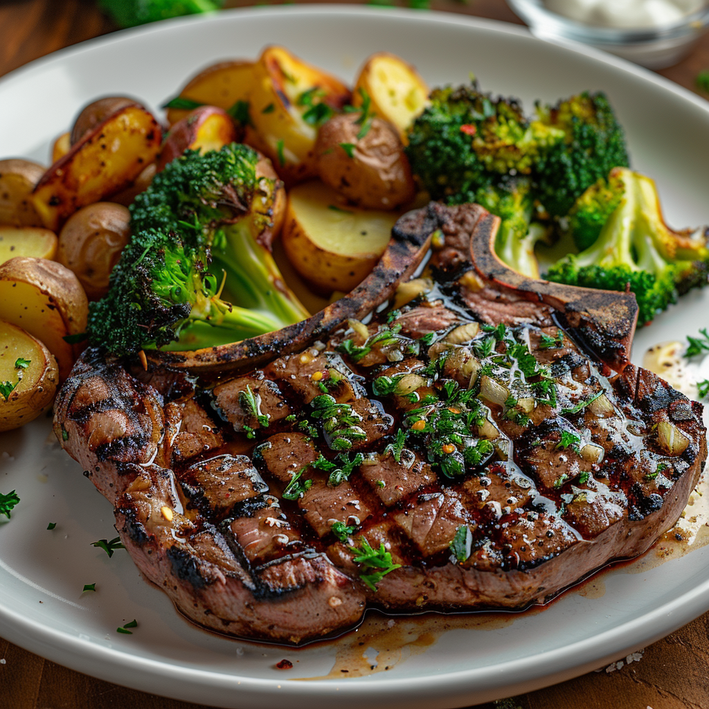 Grilled Ribeye Steak with Garlic Butter