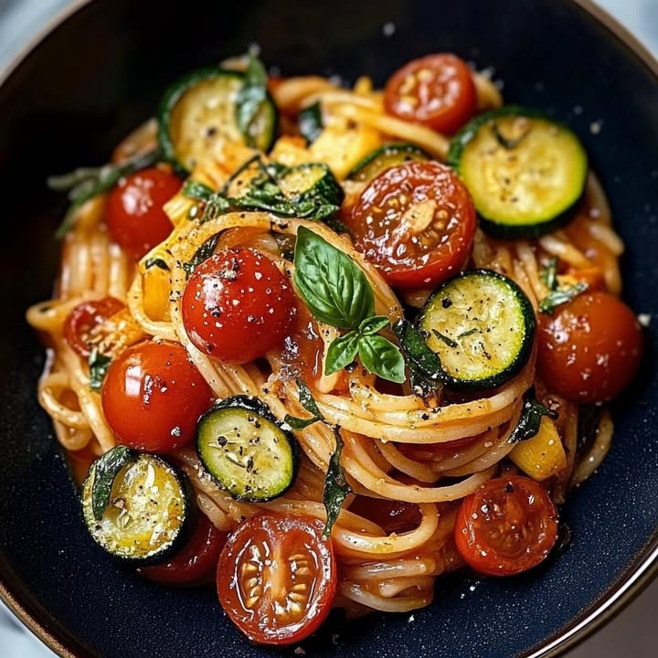 Healthy Tomato Zucchini Pasta