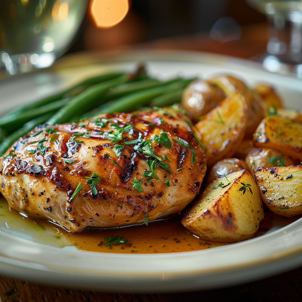 Herb Roasted Chicken Breast with Garlic Jus