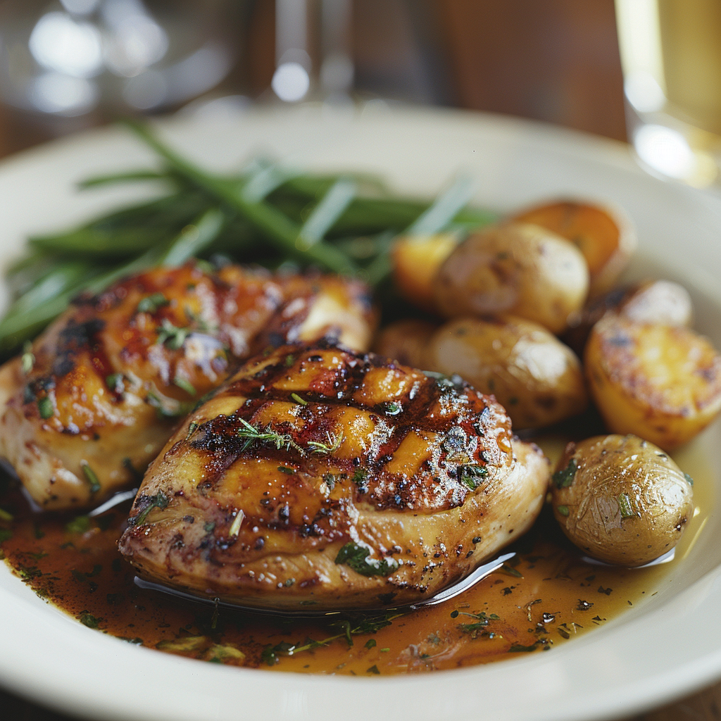 Herb Roasted Chicken Breast with Garlic Jus