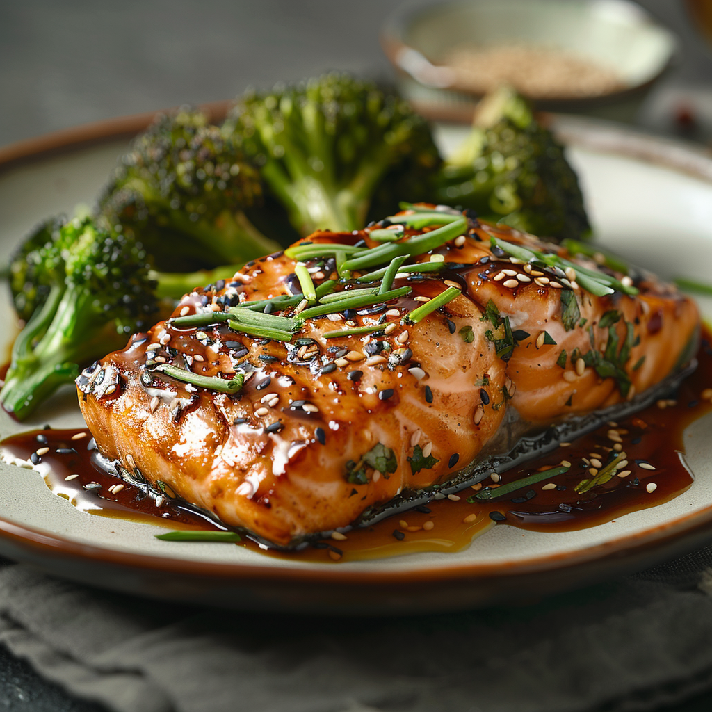 Honey Soy Glazed Salmon with Sesame Greens