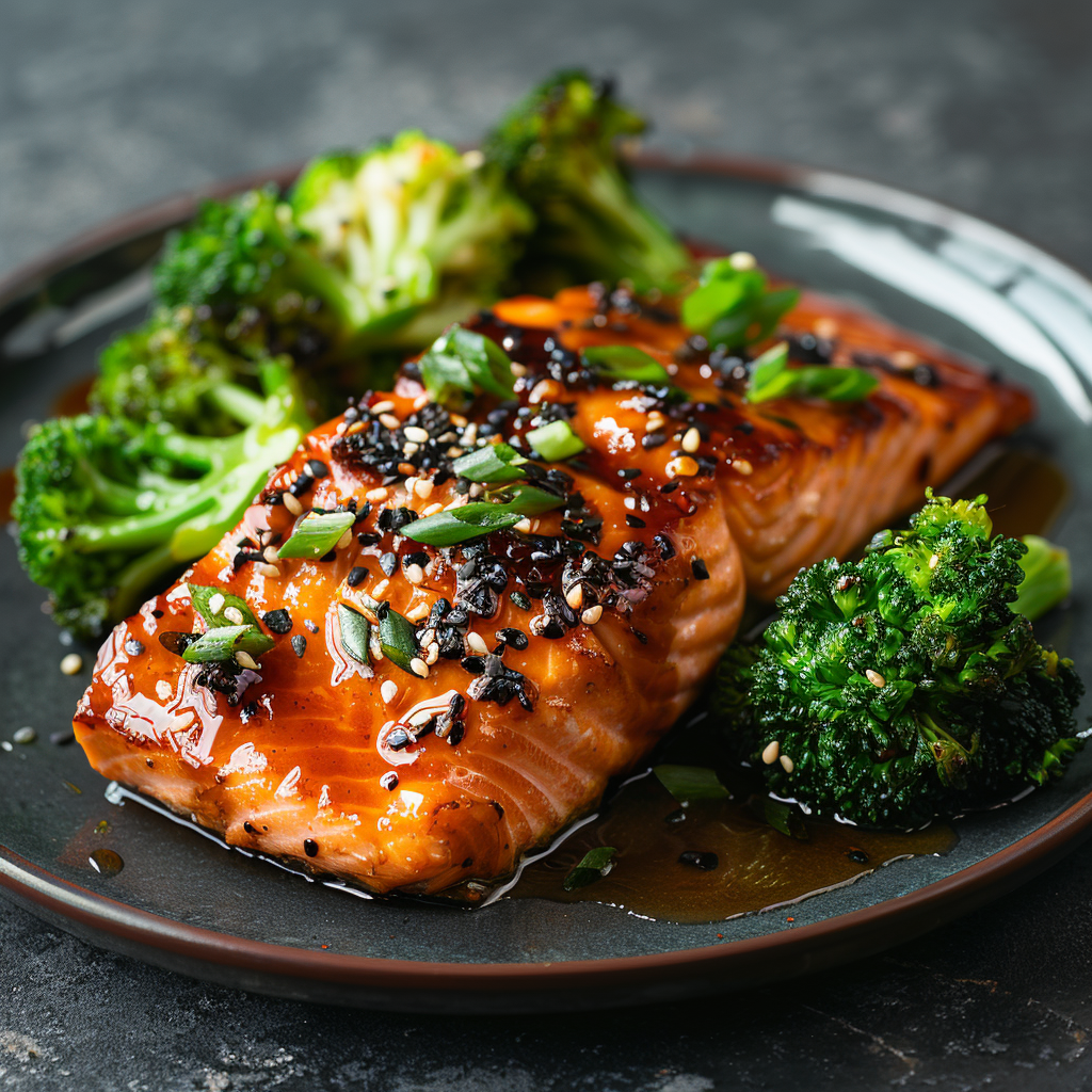 Honey Soy Glazed Salmon with Sesame Greens